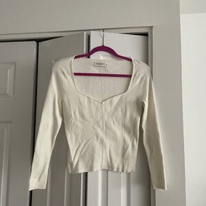 Abercrombie & Fitch Sweetheart Neckline Ribbed Sweater Shirt